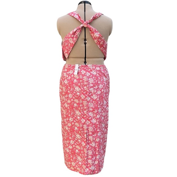 J. Crew (18 - NWT) Twist-Back Midi Dress  - Tossed Floral - Pink and White - Picture 10 of 10